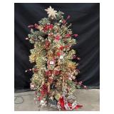 44in artificial flocked, lighted, Christmas tree,