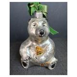 Glass Polar Bear w/ Fish Ornament