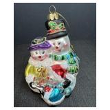Blown Glass Snowman Family Ornament