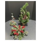 18" Christmas Tree, Tea Light Candle Holder, &