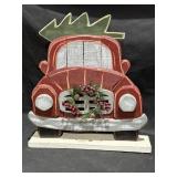 Cut out wood red truck w/Christmas tree & light up
