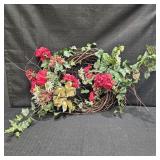 18"+ Grapevine Wreath w/ Red, White, Gold Florals