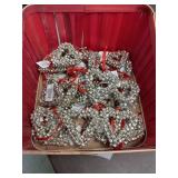 (25) Silver Heart Shaped Bell Ornaments