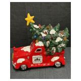 Holiday truck with lighted Christmas tree, needs
