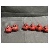 6 ceramic 2.25in tall cardinals, 2 looking to the
