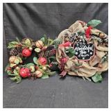 (2) Holiday Burlap Wreaths