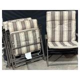 (3) metal-framed outdoor folding chairs