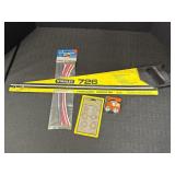 Misc new tools & used Stanley 726 crosscut saw -