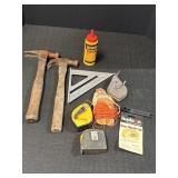 Aluminum Alloy square, chalk lines, tape measure,