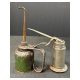 2 trigger pump oil cans, 9in & 5in high