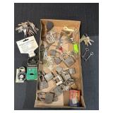 Large variety of keys, padlocks, couple skeleton