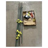 Electric fencing poles and controller and extra