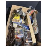 Variety of items - tape, rubber bands, glasses,