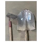 Spade shovel & hoe w/ wooden handles