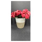 Plastic Planter w/ Artificial Poinsettias