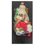 Hand-Blown Santa in Chair Ornament