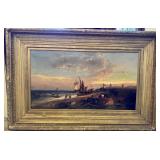 Signed Oil on Canvas Painting Holland Seacoast w/