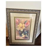 Floral Print Gold Ornate Frame signed