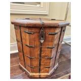 Octagonal Wooden Storage End Table