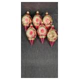 (6) Red & Gold Reflector Ornaments