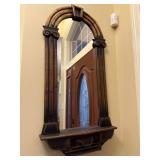 Curved Ornate Wood Hanging Mirror
