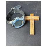 Timex Wrist Watch & Wooden Cross Pendant