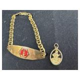 Marked 14K medical bracelet & Catholic Medugorie