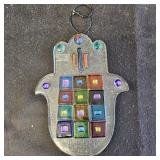 Hamsa Hand Glass Wall Hanging