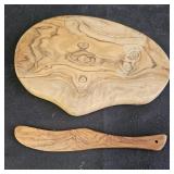 Olive Wood Cutting Board w/ Spreader