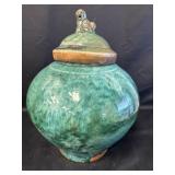 Chinese Style Emerald Green Terracotta Lidded Jar