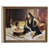 Fellahin and Child Signed F. A. Bridgman Oil