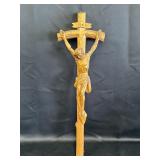 22" Wood Hand Carved Jesus Crucifix Wall Hanging