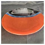 Handmade Fused Glass 13in Shallow Bowl