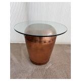 Copper Drum Table w/ Glass Top