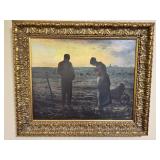 The Angelus Oil on Canvas Painting w/ Ornate Frame