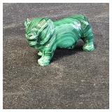 Green Hand-Carved Malachite Lion Figurine