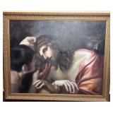 Mocking of Christ Oil on Canvas w/ Ornate Gold
