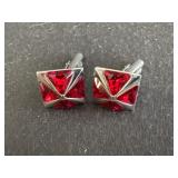 Pair of square silver-tone cufflinks