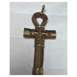 Leather Cross w/ brass wrapped design