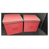 (2) Red Ornament Containers w/ Lids