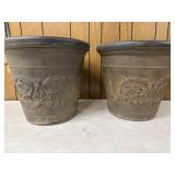 2 resin decorative planters