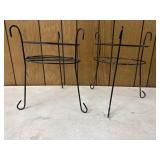2 metal wire plant stands