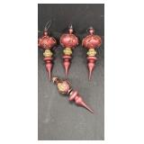 Red Matte Finial Christmas Ornaments
