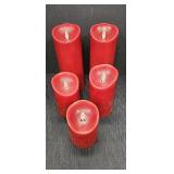 (5) Red Plastic LED Candles, battery