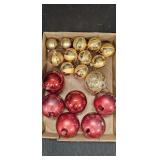 (4) Red Iridescent Hand Blown Orns