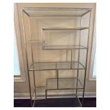 Metal & Glass Shelf w/ Silver Leaf design on