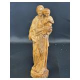 Hand Carved Olive Wood St Joseph w/ Baby Jesus