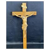 22" Wood Hand Carved Jesus Crucifix Wall Hanging