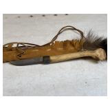 Native American style bone knife w/leather sheath,