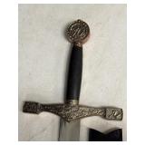 Excalibur King Arthur sword & sheath, 31in blade,
